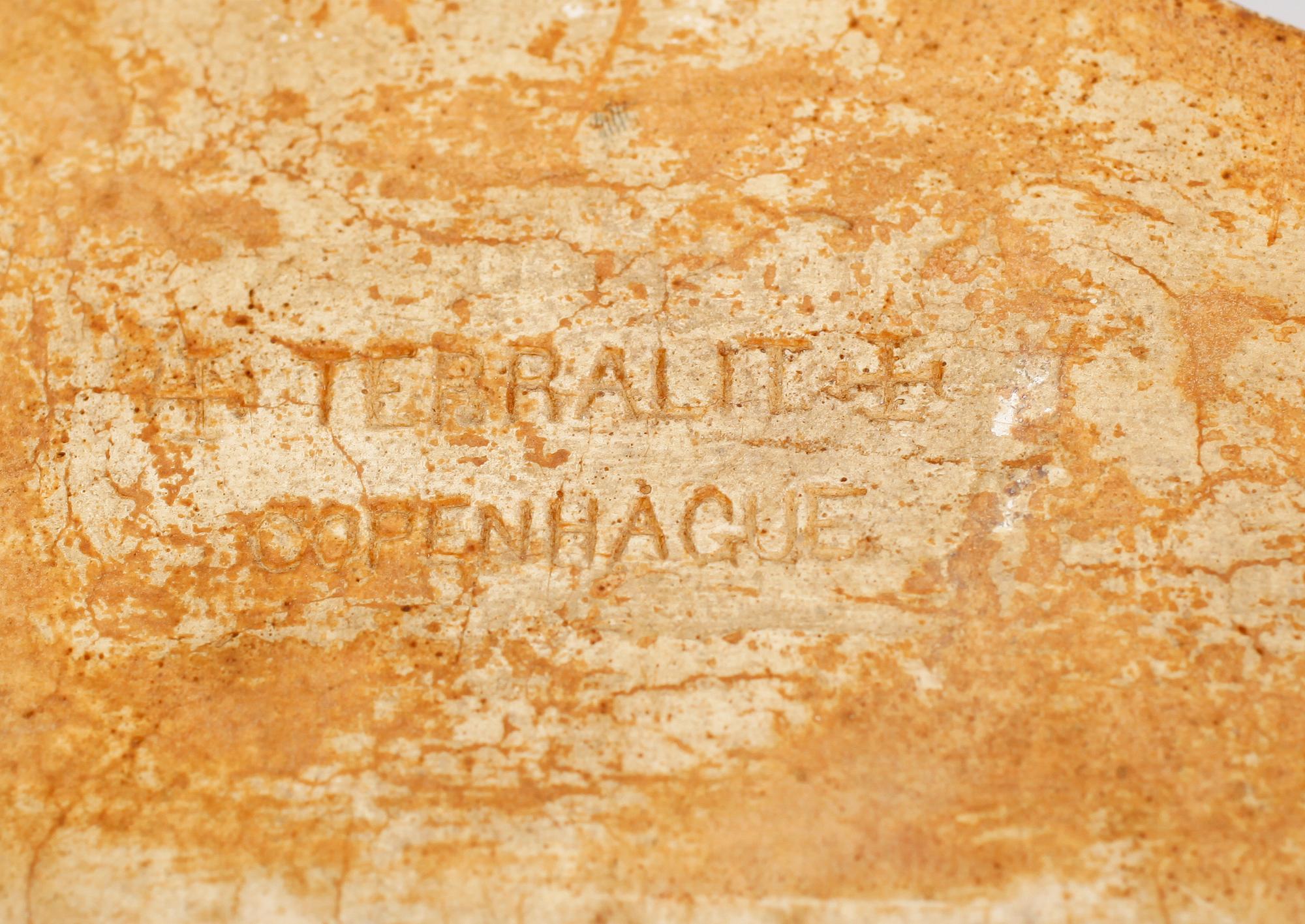 VÄGGRELIEF, keramik, märkt Terralit Copenhague, 1900-tal.