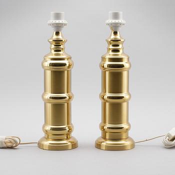 BORDSLAMPOR, 1 par, mässing, märkta IA, 1900-talets andra hälft.