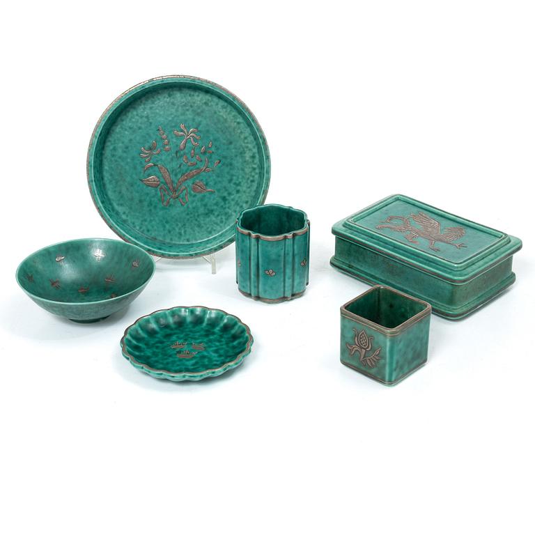 Wilhelm Kåge, “Argenta”, 6 pieces, Gustavsberg.