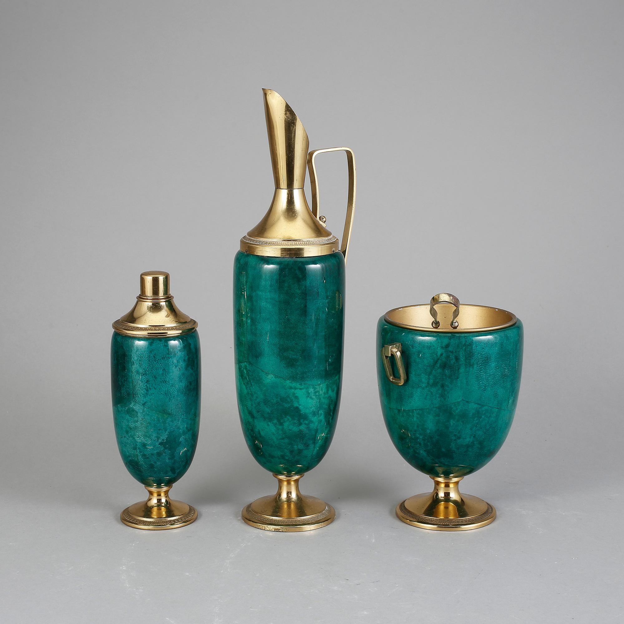 COCKTAILSET, 3 delar, Aldo Tura-stil, 1900-tal.