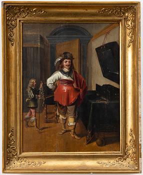Thomas de Keyser, circle of/follower of, Interior with an elegant gentleman and a pageboy.