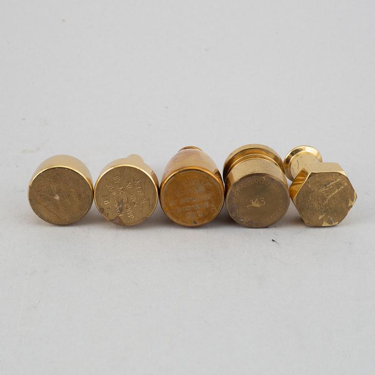 Hans-Agne Jakobsson, ljusstakar, 5 set om 4, mässing, Markaryd, Sverige.