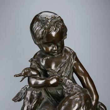SKULPTUR, patinerad brons, okänd konstnär, signerad och daterad 1906.