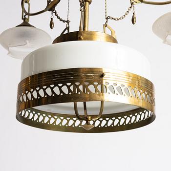 A Jugend brss ceiling lamp, ealry 20th century.
