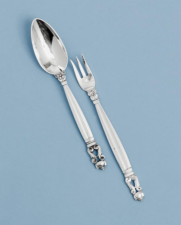 A Johan Rohde set of 28 pcs of 'Acorn' flatware by Georg Jensen, Copenhagen post 1945.