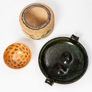 Wilhelm Kåge, a ceramic bowl, vase and dish, Gustavsberg, Sweden, 1927-29.