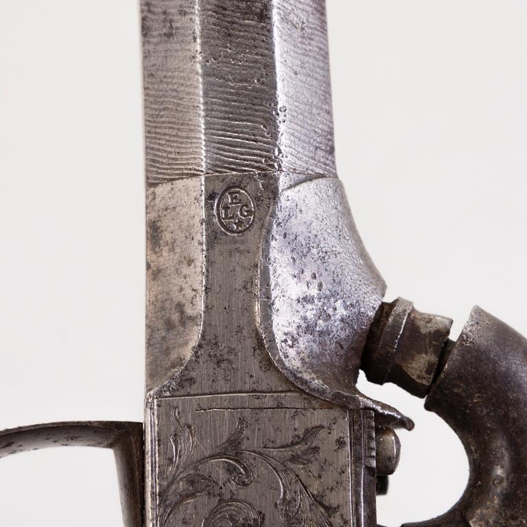 19th Century Belgian Percussion Bayonet Pistol, marked ELG.