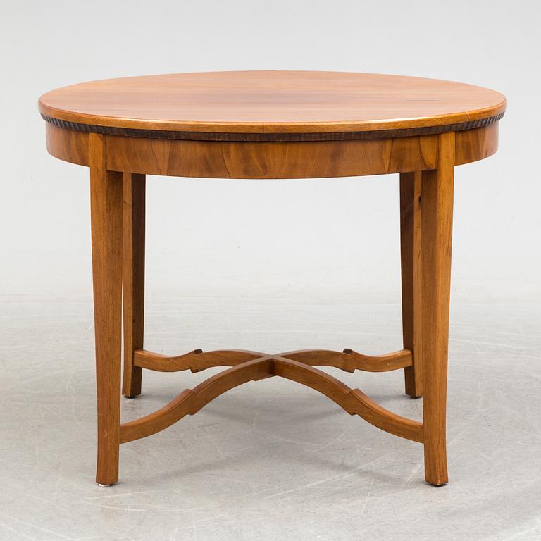 SOFA, TABLE AND FIVE CHAIRS, mid 20th century.