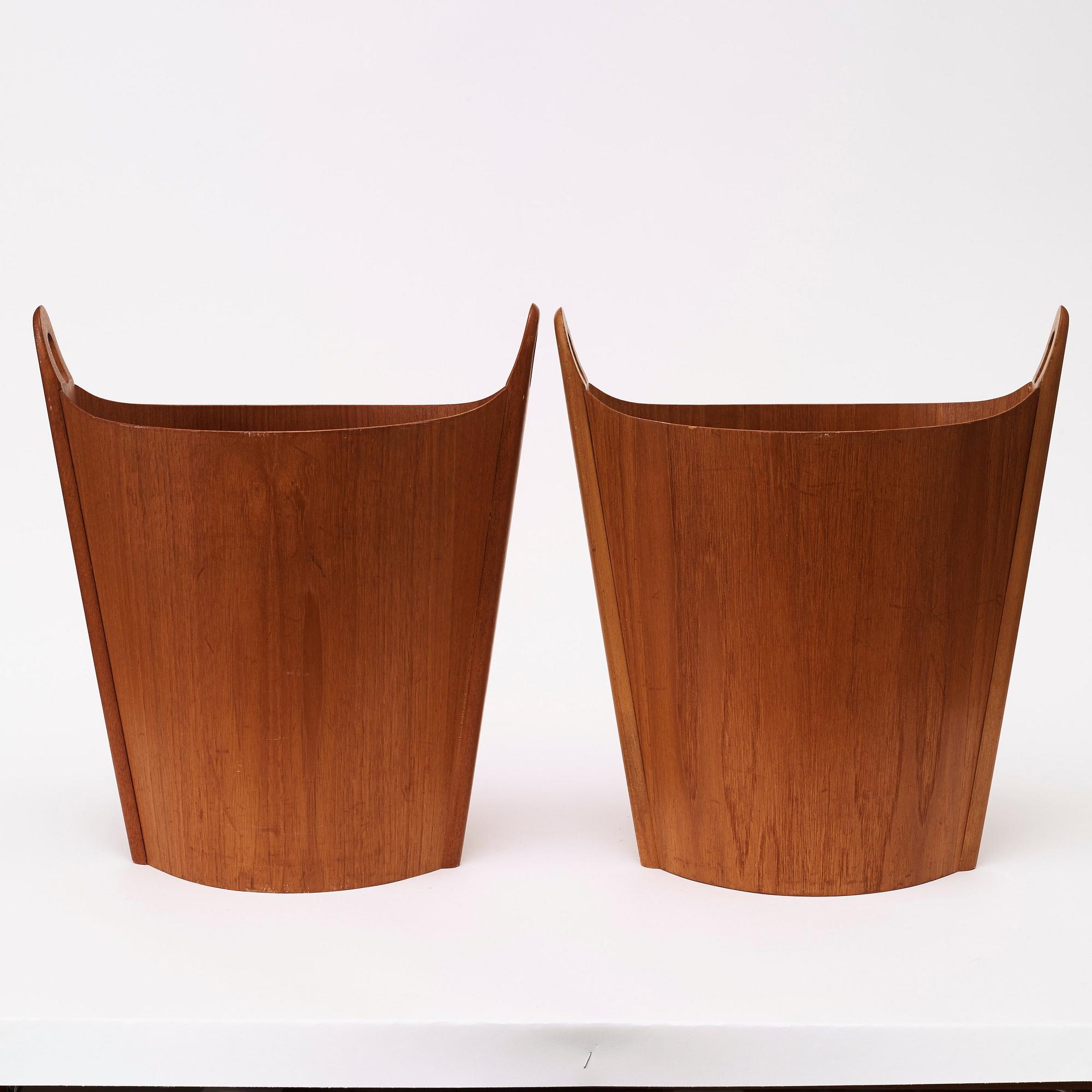 Two PS Heggen teak waste paper bins, Nordfjordeid, Norway 1960's.