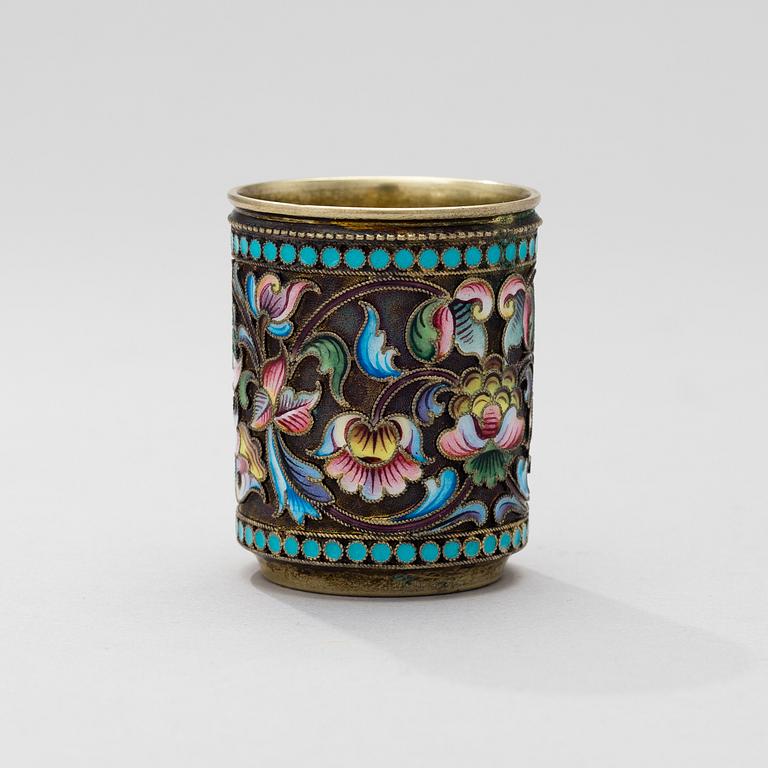 A DINKING CUP, silver and enamel, Moscow 1899-1908, Maria Sokolova.