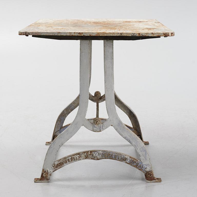 A metal table, Norqvists Mek. Verkstad Upsala, circa 1900.