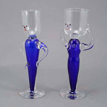 POKALGLAS, 2 st, Erik Höglund, Strömbergshyttan, daterade 1991 och 1992.