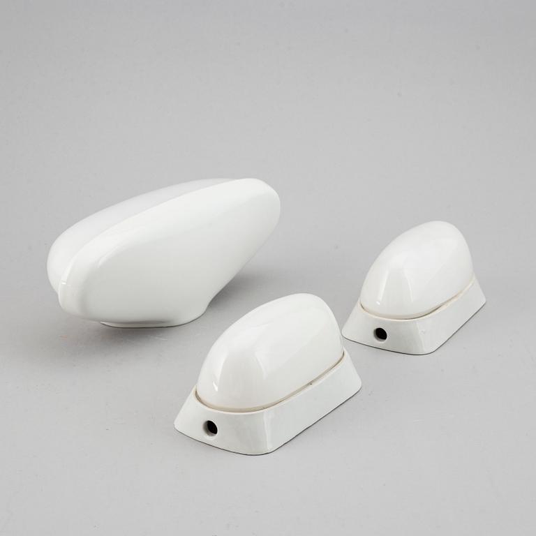 WILHELM WAGENFELD, three ceramic wall lights, Lindner Keramik, Bamberg, 1950's/60's.