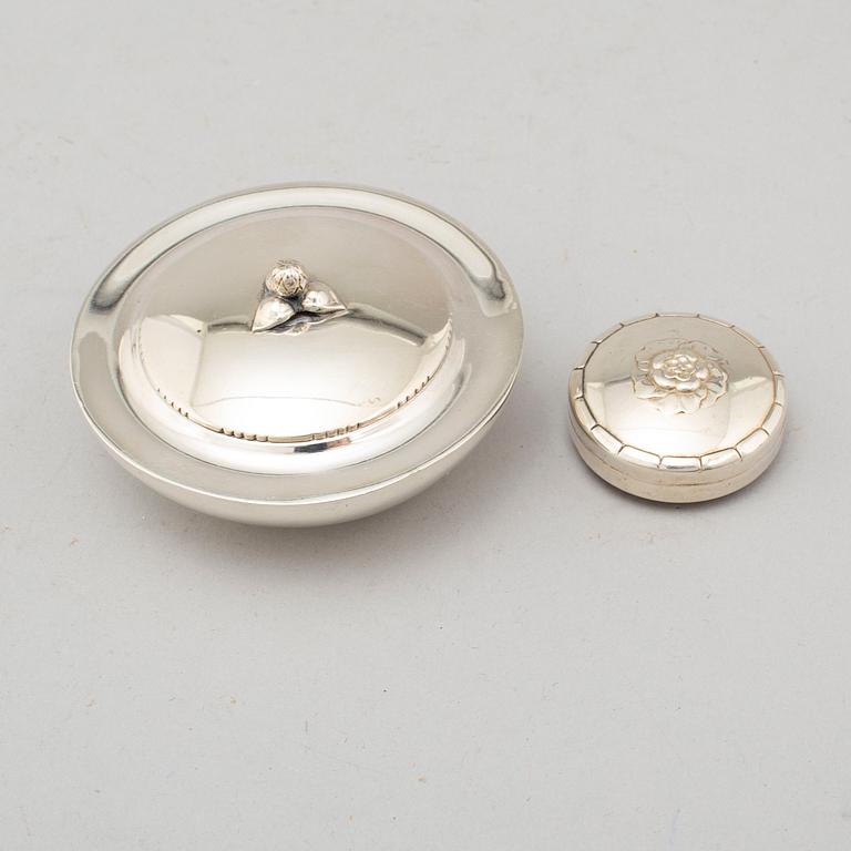GEORG JENSEN, to sterling silver boxes, Denmark.