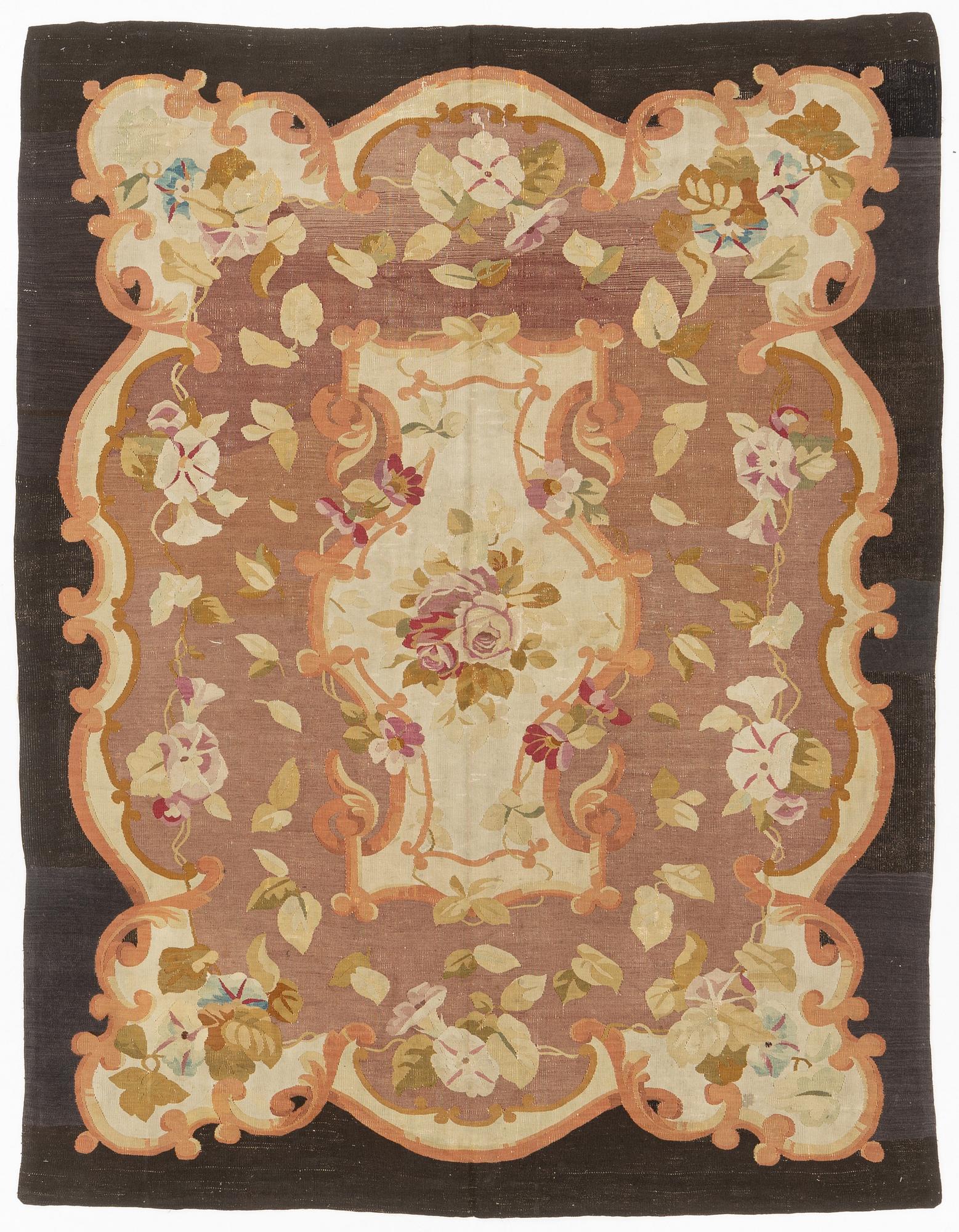 A french, Napolelon III, Aubusson carpet in tapestry weave, ca 242 x 187 cm.