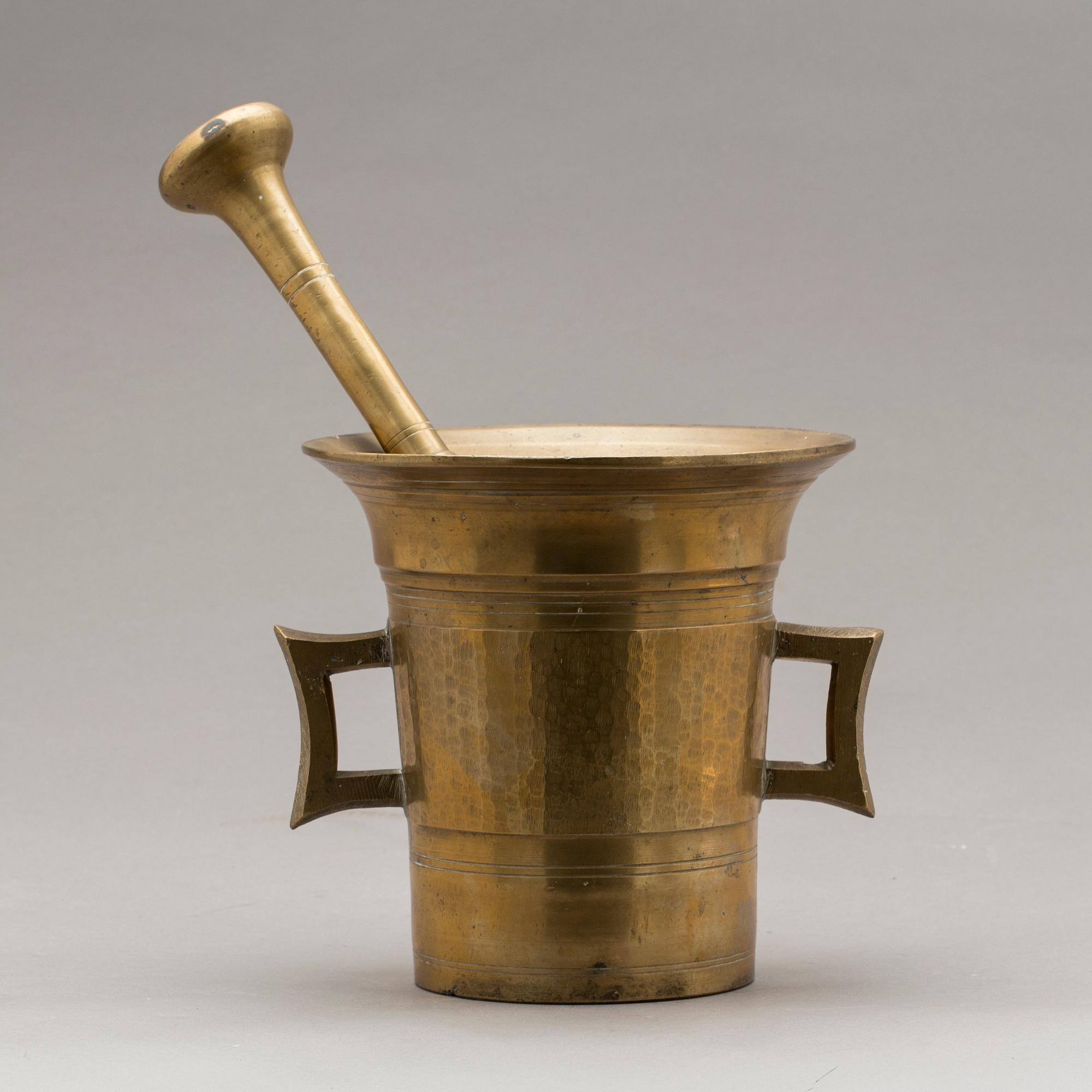 MORTEL MED STÖT, mässing, 1800-tal.