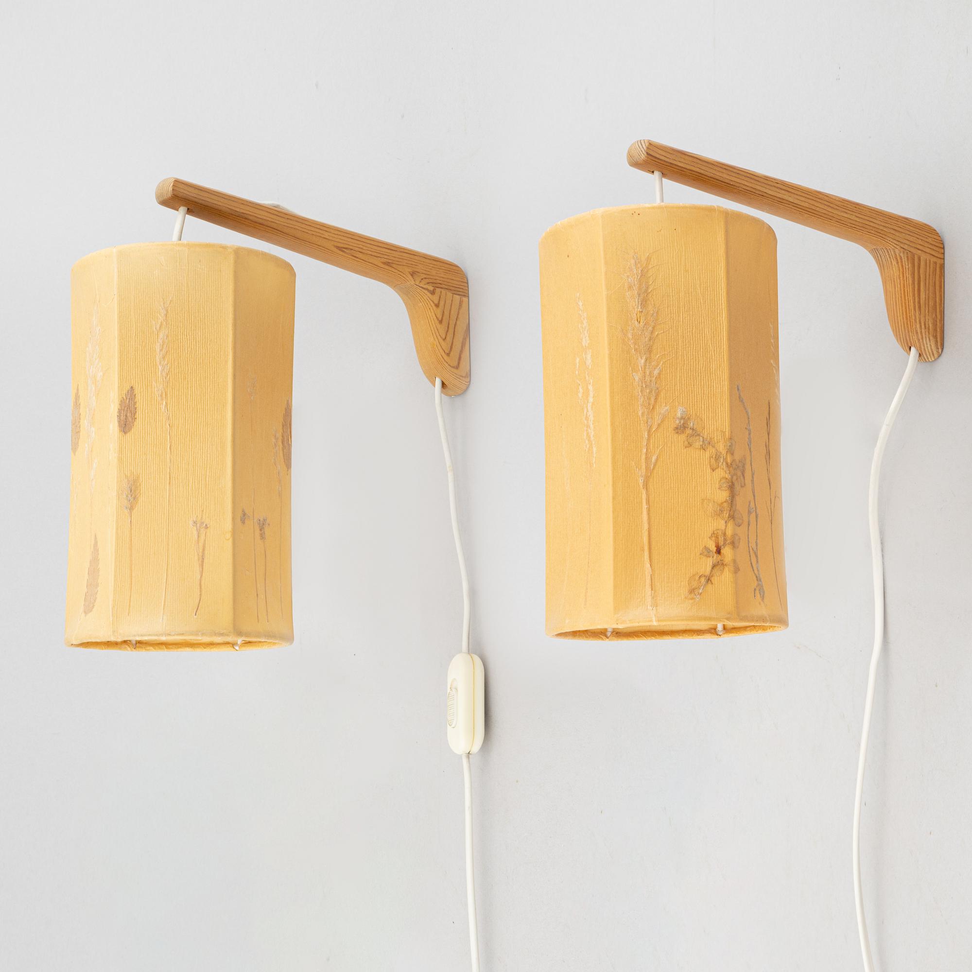 Birgitta Malmsten, a pair of wall lights, Sweden, 1960's.