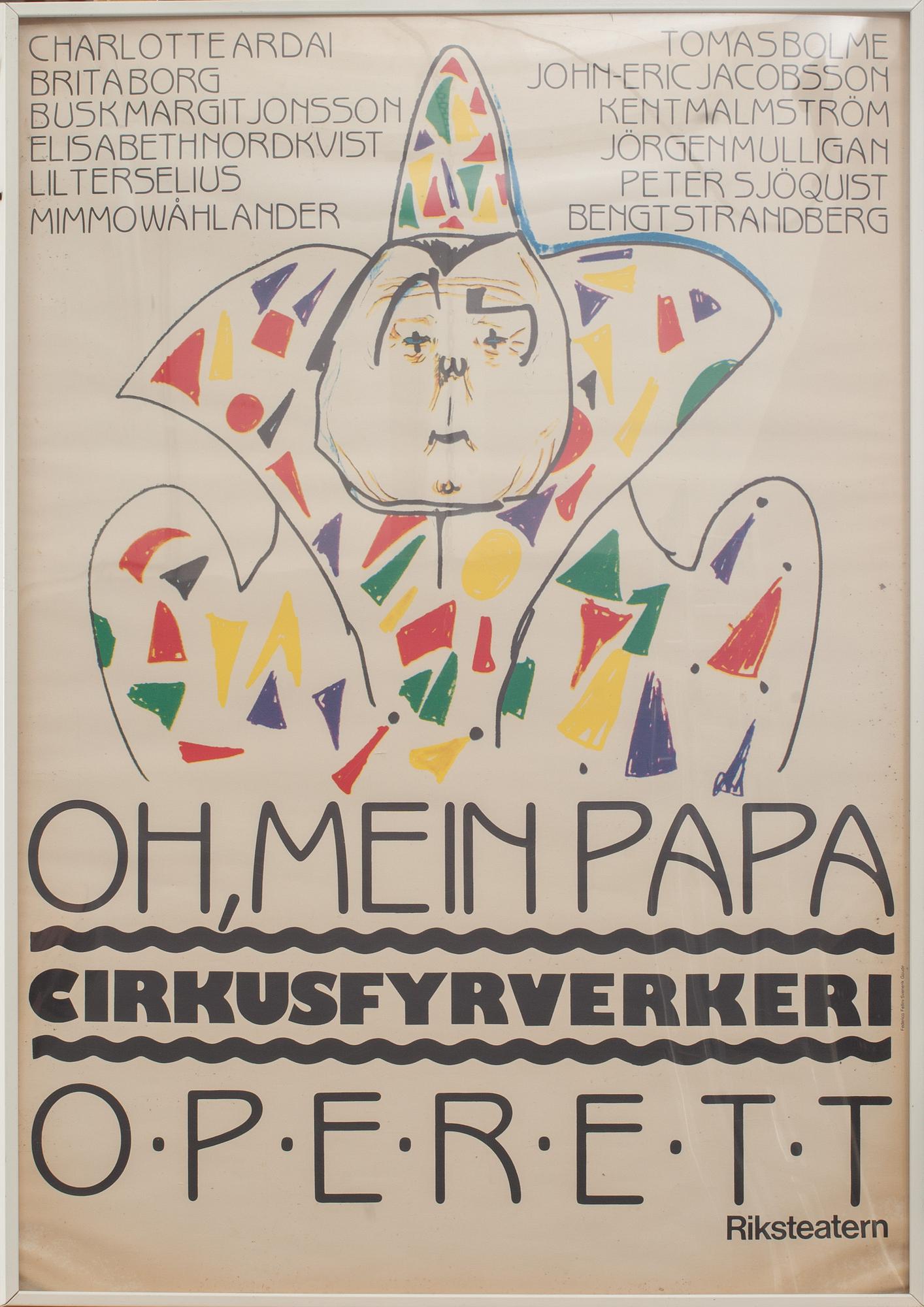 TEATERAFFISCH. "Oh, mein papa" Operet Riksteatern, 1900-tal.