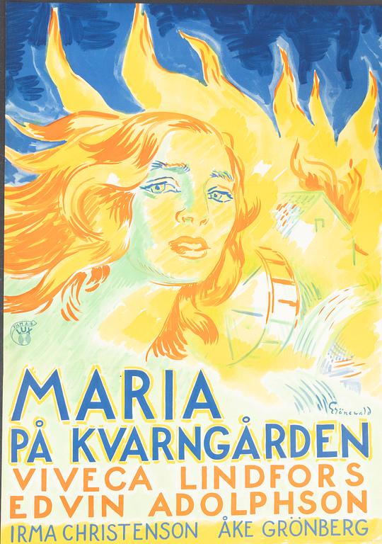 Isaac Grünewald, a vintage movie poster, 'Maria på Kvarngården', 1944.