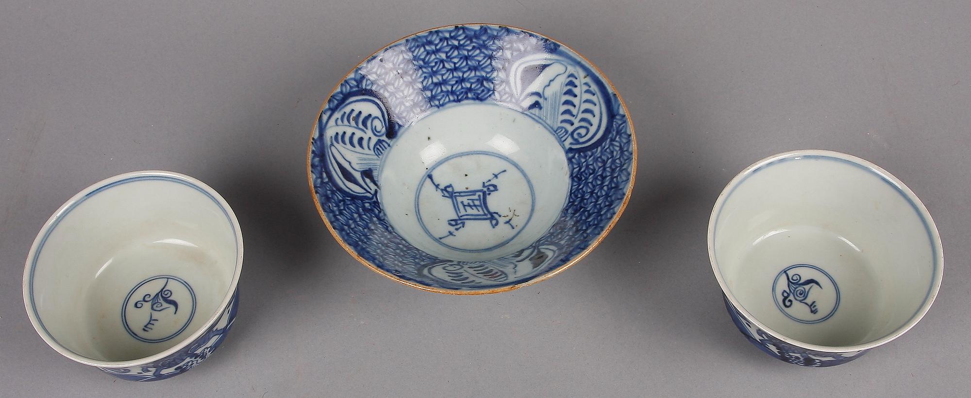 SKÅLAR 3 st. porslin, Kina, 1800-tal.