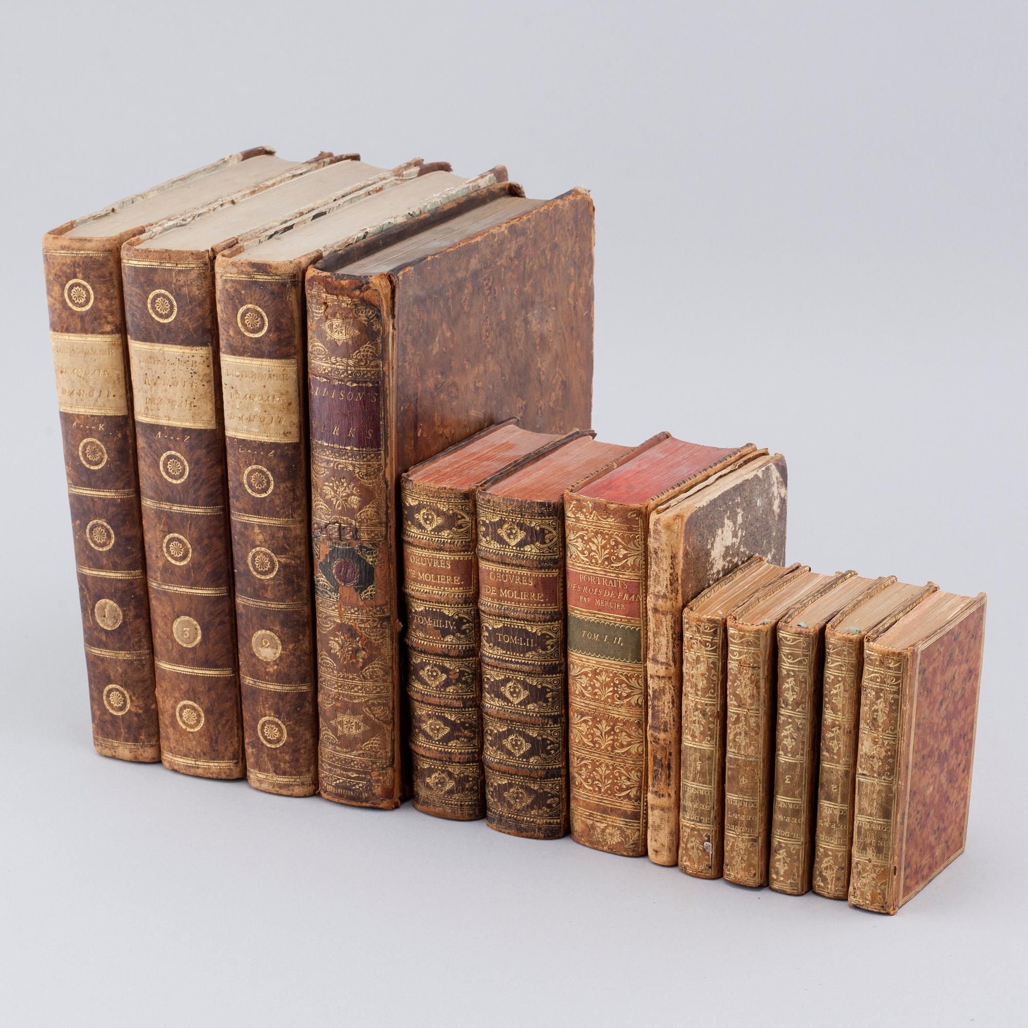 Thirteen 18th century books.