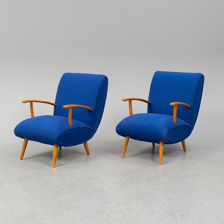 A pair of Swedish Modern easy chairs, 1940s.