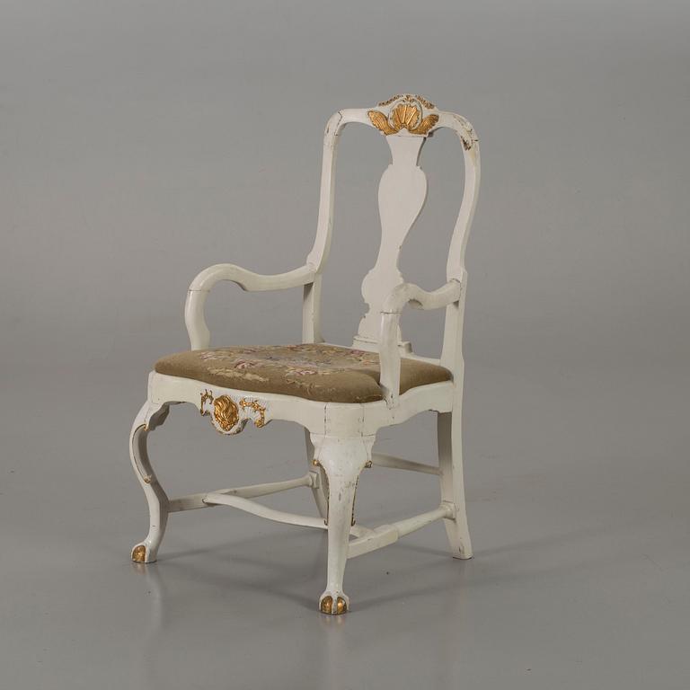 A Swedish rococo armchair mid 1700'.