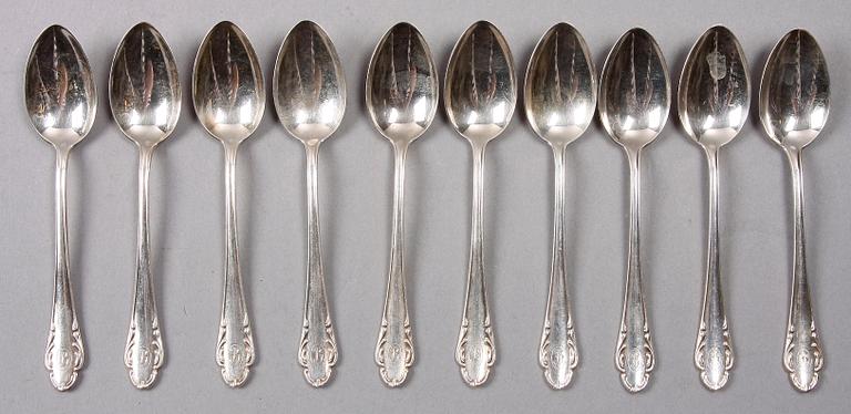 PARTI BESTICK, 23 st, silver, bla GAB, 1900-talets första hälft.