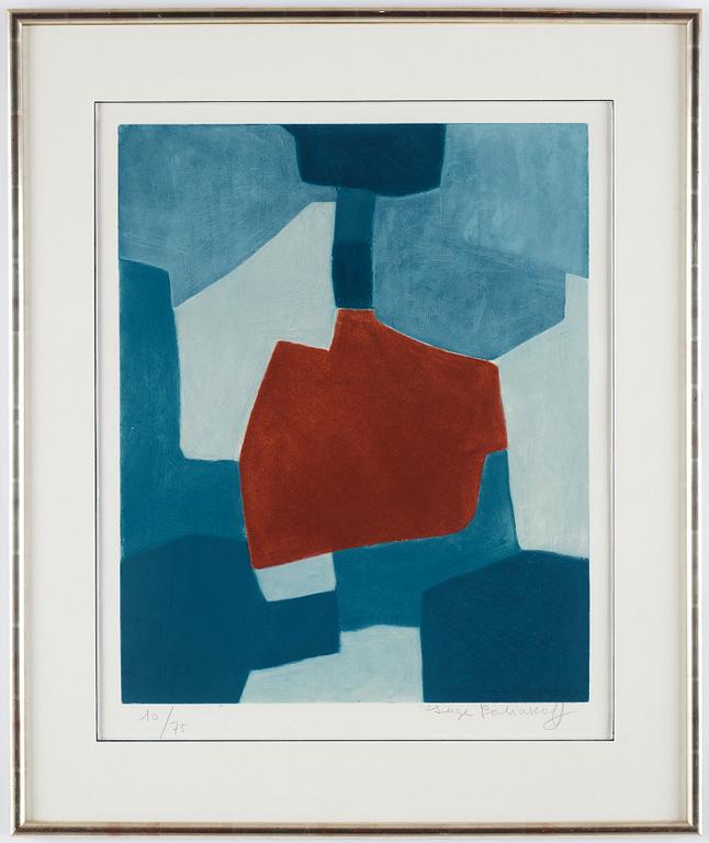 Serge Poliakoff, 'Composition bleue et rouge'.