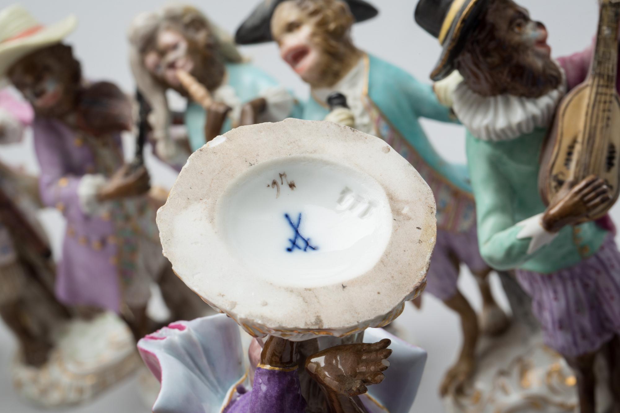 A monkey orchestra, "Affenkapelle", Meissen, late 19th Century.