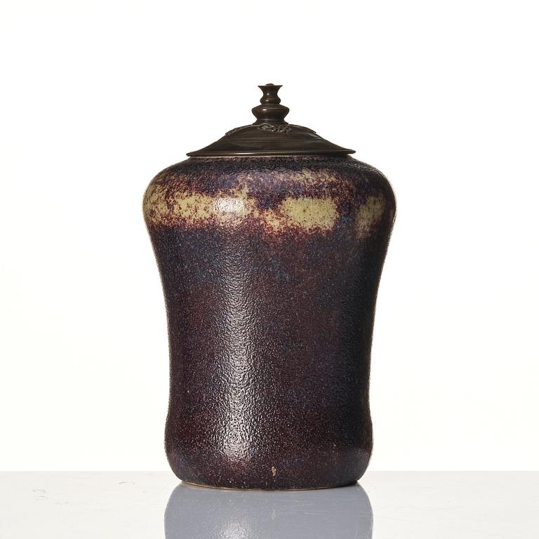 Patrick Nordström, a porcelain urn with patinated bronze lid, Royal Copenhagen, Denmark 1921.