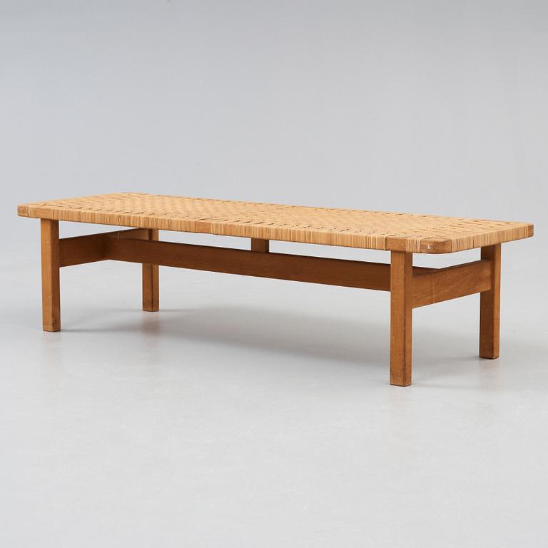 A Børge Mogensen oak and rattan bench, Fredericia Stolefabrik, Denmark, 1950-60's.