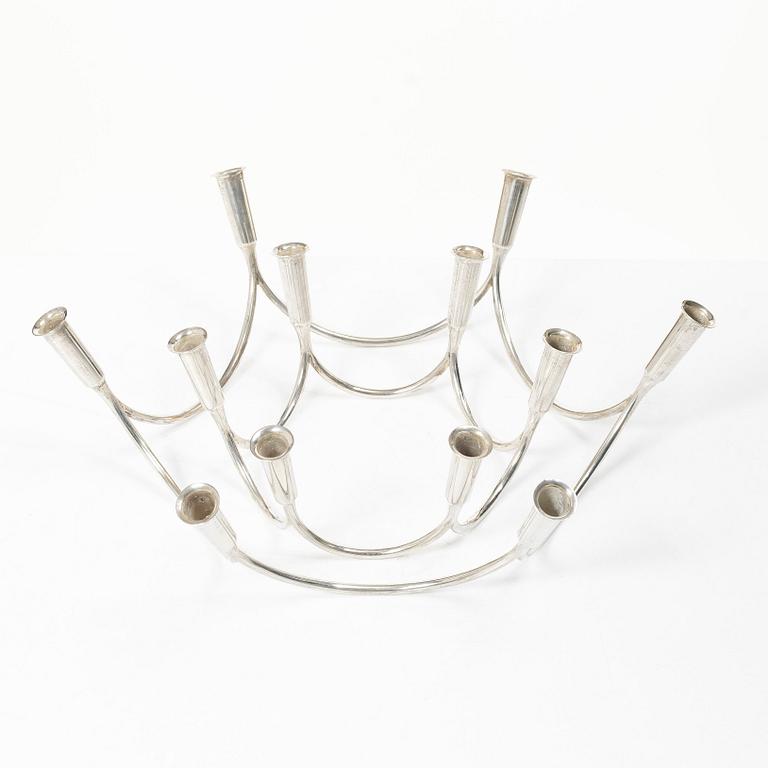 Eigil Jensen, candelabrum, 2 pieces, sterling silver, A Michelsen, Denmark, 1957–58.