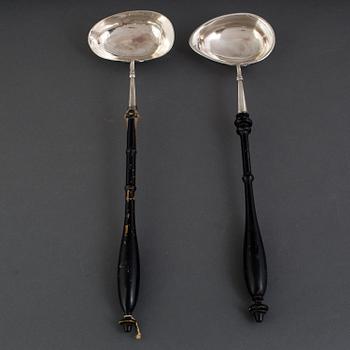 a pair of Soup ladles,  silver, 19th century.