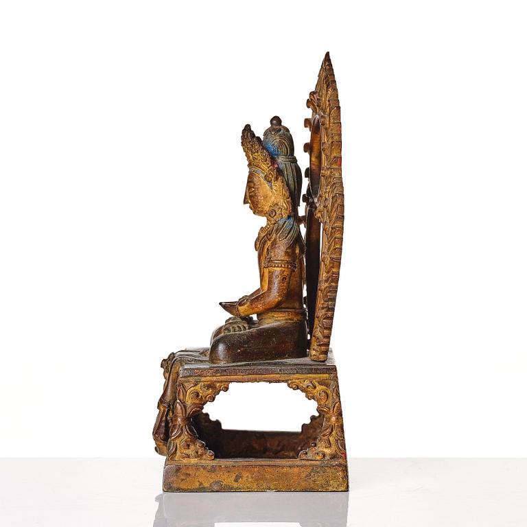 A bronze figure of Amittayus Buddha, Qing dynasty, late Qianlong/around 1800.