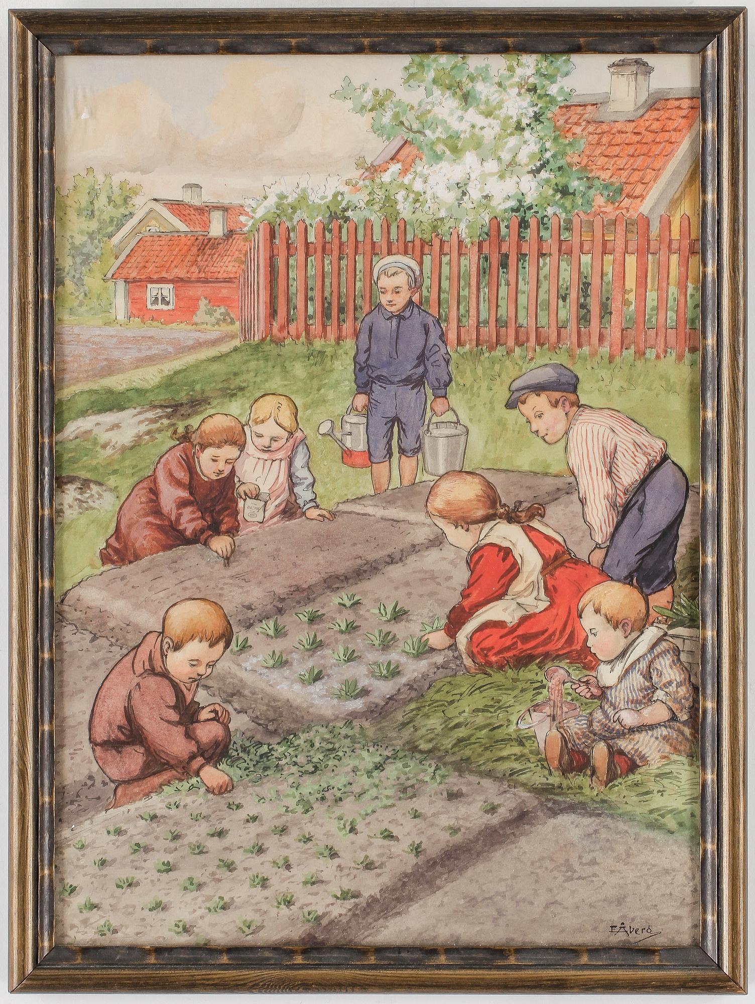 EMIL ÅBERG, 2st, blandteknik på papper, signerade.