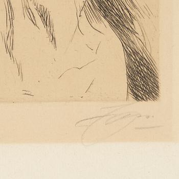 Anders Zorn, etching, 1914, signed in pencil.