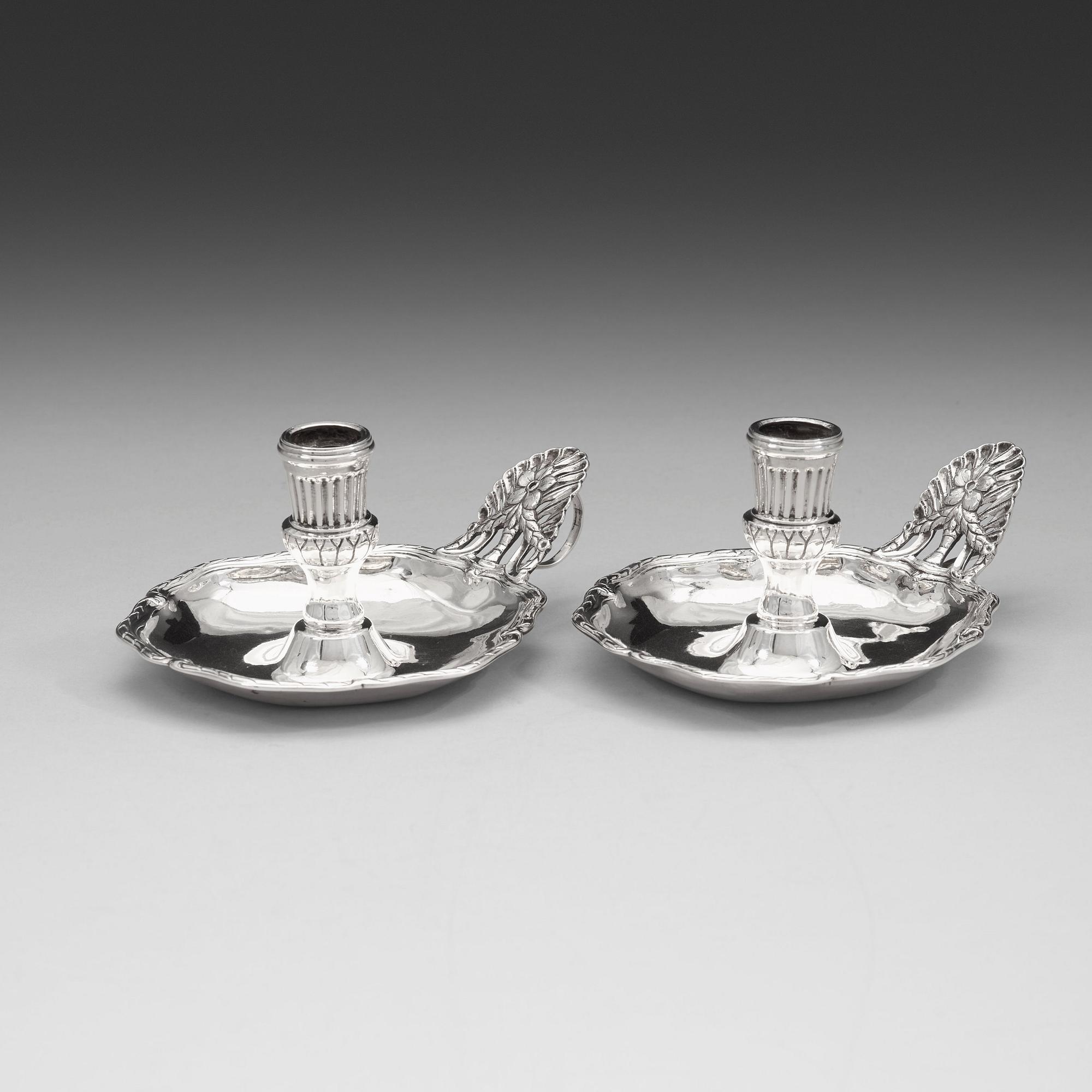 Jonas Yman, nattljusstakar, ett par, silver, Växjö 1783, rokoko.