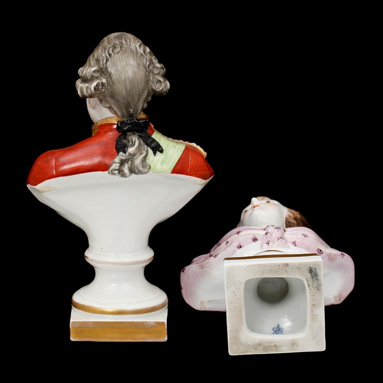 FIGURINER, 2 st, porslin, Tyskland, 1800-talets slut.