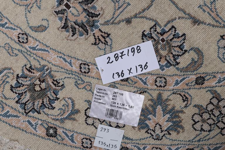 A rug, Nain, part silk, ca 136 x 136 cm.