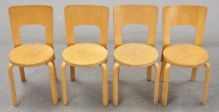 Alvar Aalto, stolar 4 st, modell 66, Artek, formgiven 1935.