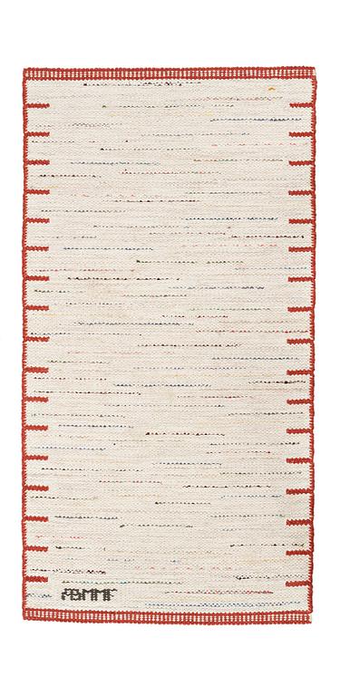 Märta Måås-Fjetterström, MATTO, "T.matta, vit", a rag rug, flat weave, ca 135,5 x 69 cm, signed AB MMF.