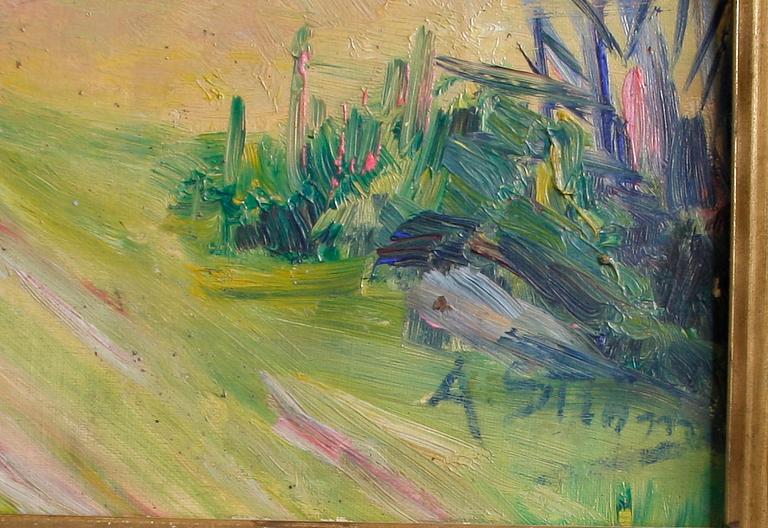 OKÄND KONSTNÄR. Olja på duk, sign A. Ström.