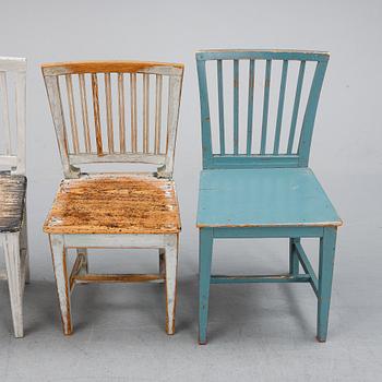 Six matched chairs, 19th Century.