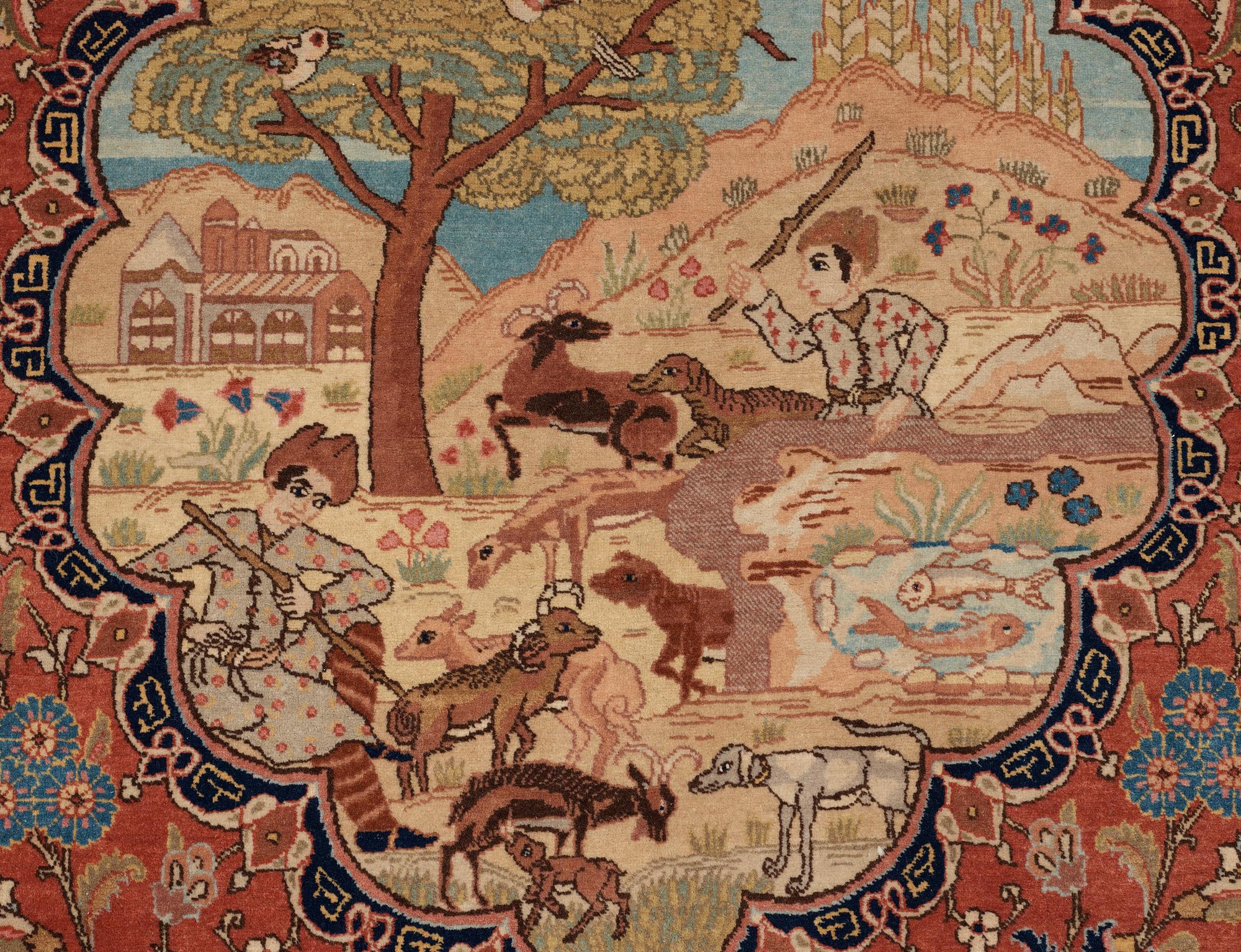 SEMI-ANTIQUE TABRIZ FIGURAL. 203 x 144 cm.