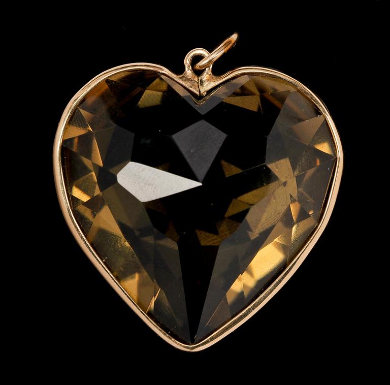 HÄNGE, rökkvarts med 14k guld.