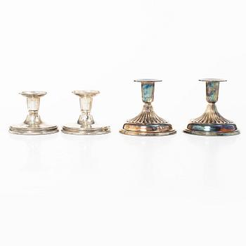 Two pairs of silver candlesticks, K&EC, Gothenburg, 1969 and MGAB, Uppsala, 1967-68.
