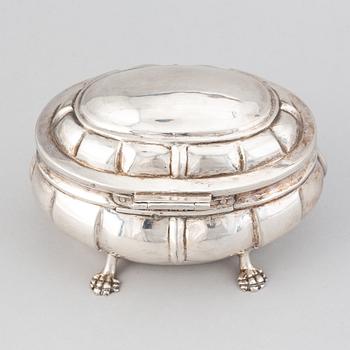 A late baroque silver sugar box, circa 1750, probably Germany.