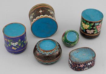 PARTI LOCKBURKAR, 6 st, cloisonne, 1900-tal.