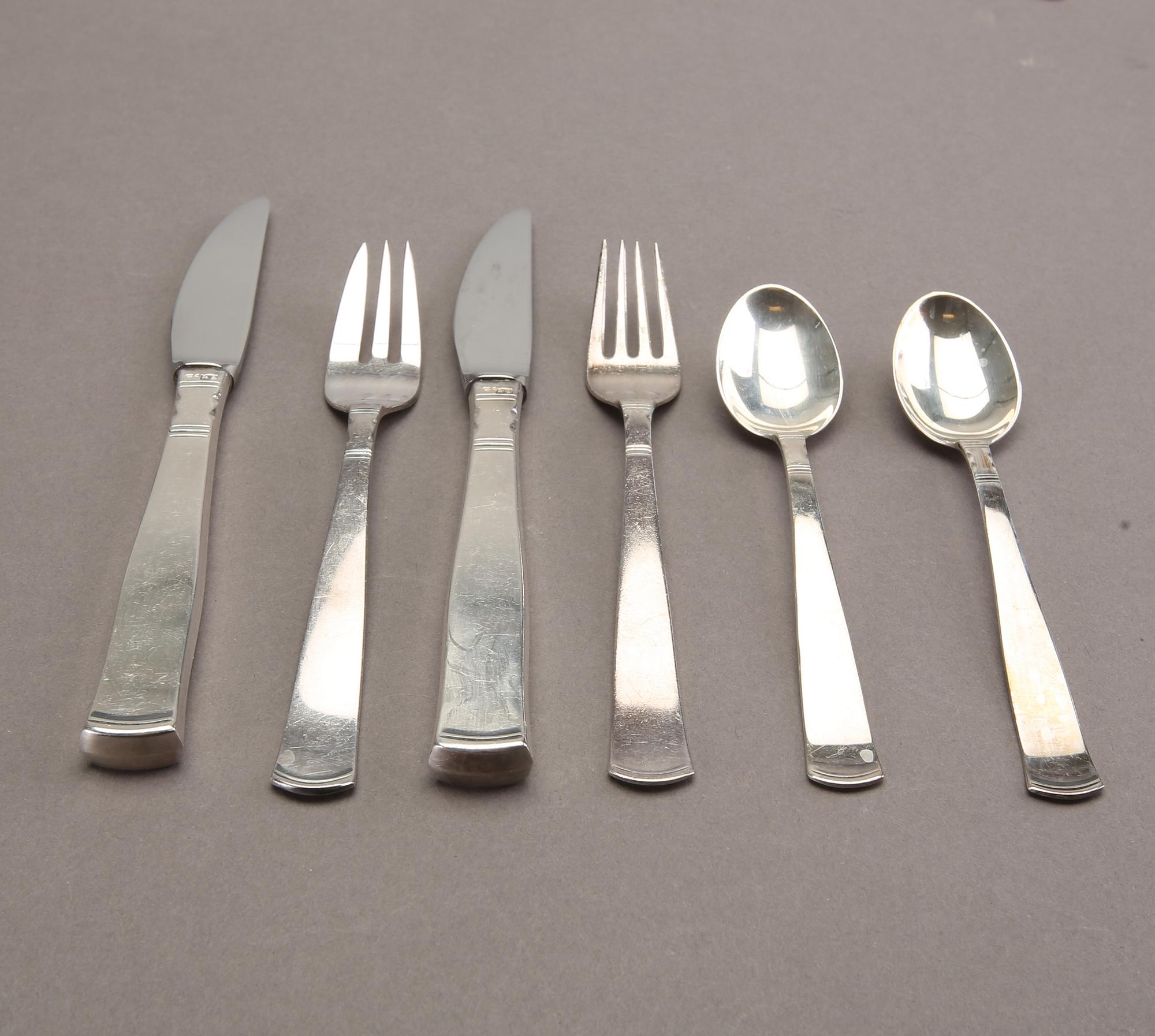 Jacob Ängman, a part 'Rosenholm' silver cutlery, GAB, Stockholm, mixed years (24 pieces).